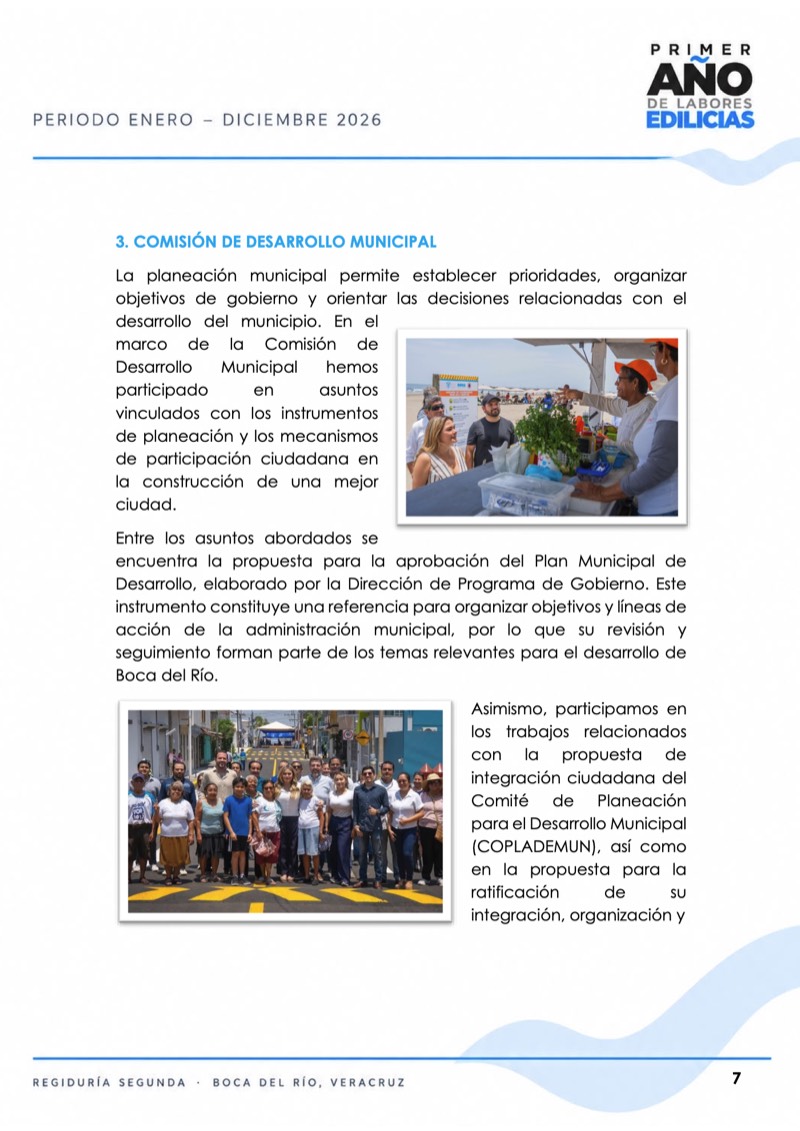 Página 9 del informe: Comisión de Desarrollo Municipal.